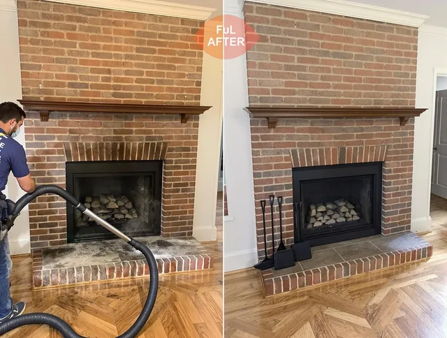 Littleton Chimney Sweep carefully sanitizing a fireplace in Littleton, MA