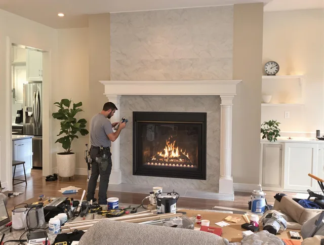 Newly installed fireplace by Littleton Chimney Sweep in Littleton, MA